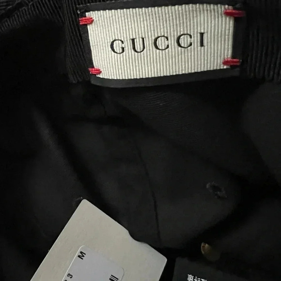 Gucci Black Logo Linen Baseball Cap Size Medium